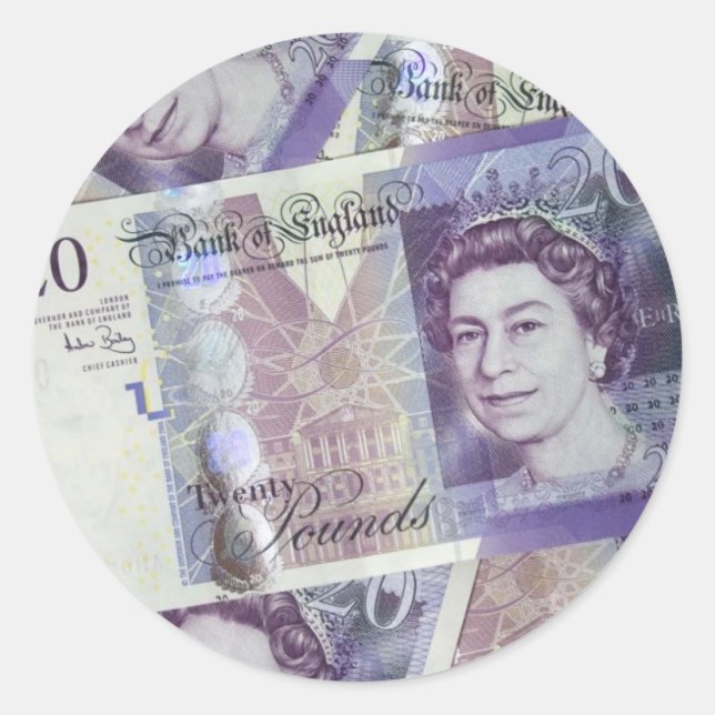 Mehrere Pfund neue britische Rechnungen Runder Aufkleber (Vorderseite)