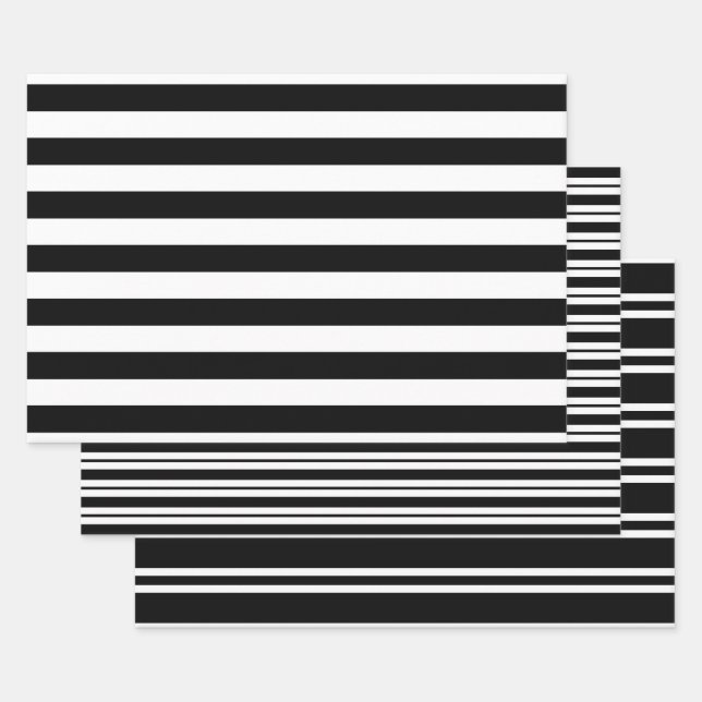 Mehrere Stripmuster DIY-Farben Schwarz Geschenkpapier Set (Set)