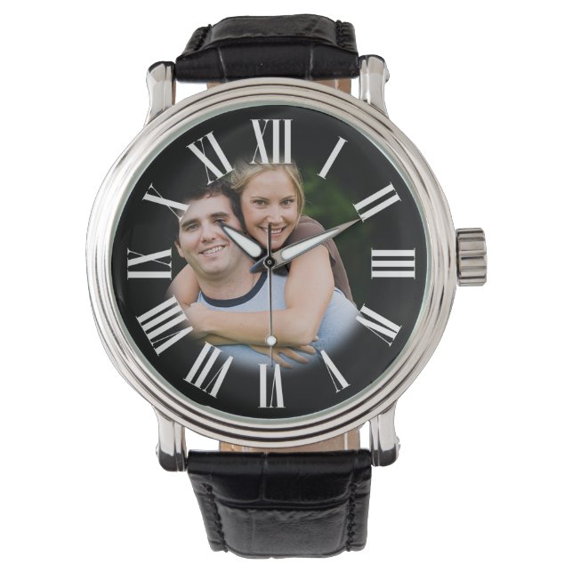 Mehrere Verlobungen Portrait Ihr Foto im Zentrum Armbanduhr (Vorderseite)