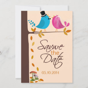 Mehrere Vögel auf dem Zweig Fall Save the Date-Ka Date