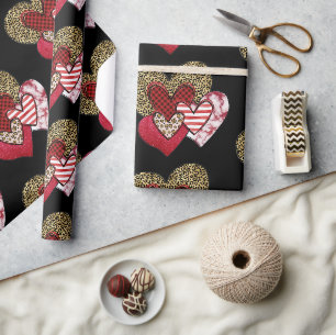 Mehrere wilde Herzen Geschenkpapier
