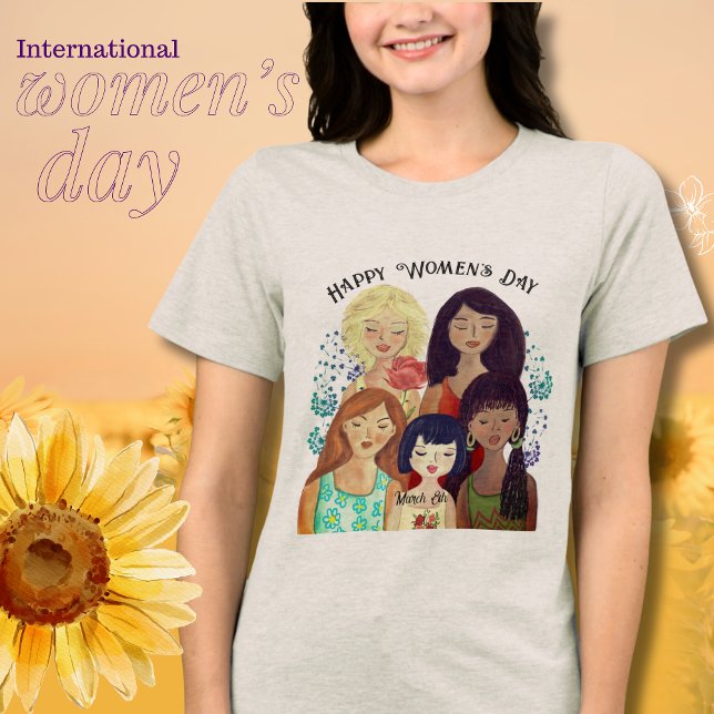 Mehrethnische Frauenfiguren IWD-T - Shirt (Multi-ethnic woman characters IWD T-Shirt Tri-Blend Shirt)