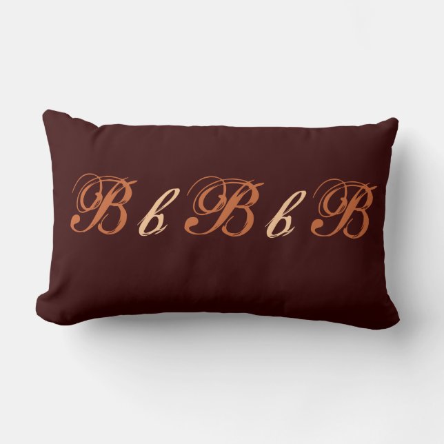 Mehrfach-B-Monogramm in Braun und Beige Lendenkissen (Vorderseite)