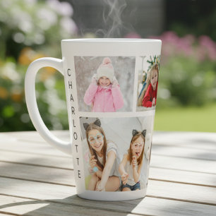 Mehrfach-Foto-Collage Moderne Personalisierte Name Milchtasse