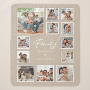 Mehrfach-Foto-Familien-Collage-Raster Neutral Beig Sherpadecke
