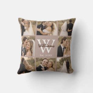 Mehrfach Foto Monogramm Hochzeit Familien Geschenk Kissen