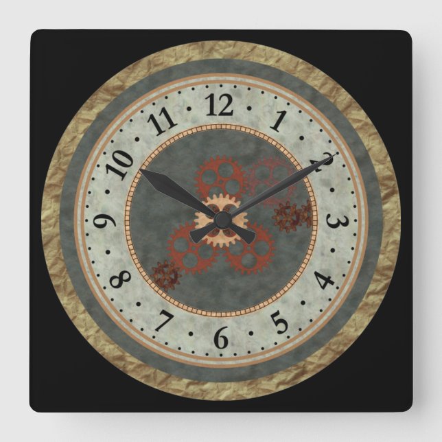 Mehrfach texturiertes Geed Quadratische Wanduhr (Vorderseite)