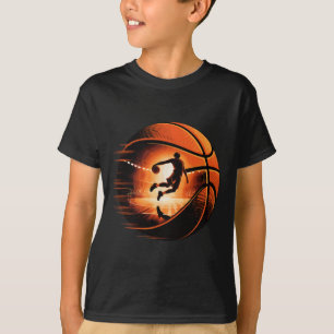 Mehrfachbelichtungs-Kunst Sketll Sket Hoop Spieler T-Shirt