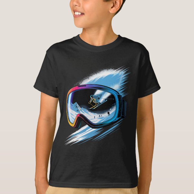 Mehrfachbelichtungs-Kunst-Skisport Bergski Schnee  T-Shirt (Vorderseite)