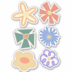 mehrfache Regenbogen-Boho-Blume Blumen-Sechserpack Aufkleber
