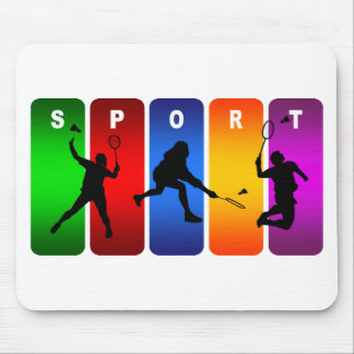 Mehrfarbenbadminton-Emblem Mousepad