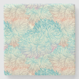 Mehrfarbenblumengekritzel-Muster Steinuntersetzer