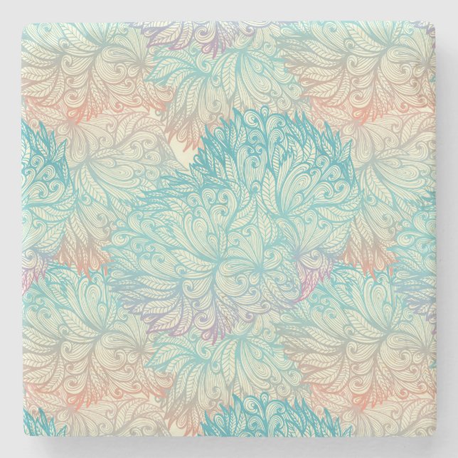 Mehrfarbenblumengekritzel-Muster Steinuntersetzer (Vorderseite)