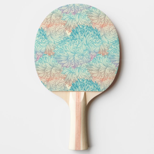 Mehrfarbenblumengekritzel-Muster Tischtennis Schläger (Vorderseite)