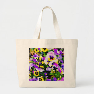 Mehrfarbenpansy-Blumen Jumbo Stoffbeutel