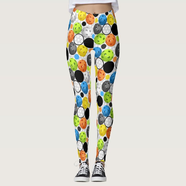 MehrfarbenPickleball Muster Leggings (Vorderseite)
