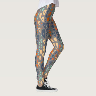 Mehrfarbig abstrakt aquamarin, orange, blau, grau, leggings