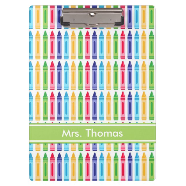 Mehrfarbig Crayon Personalisiert Clipboard Klemmbrett (Vorderseite)