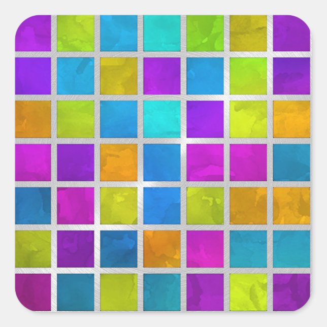 Mehrfarbig Jewel Mosaik Quadratischer Aufkleber (Vorderseite)