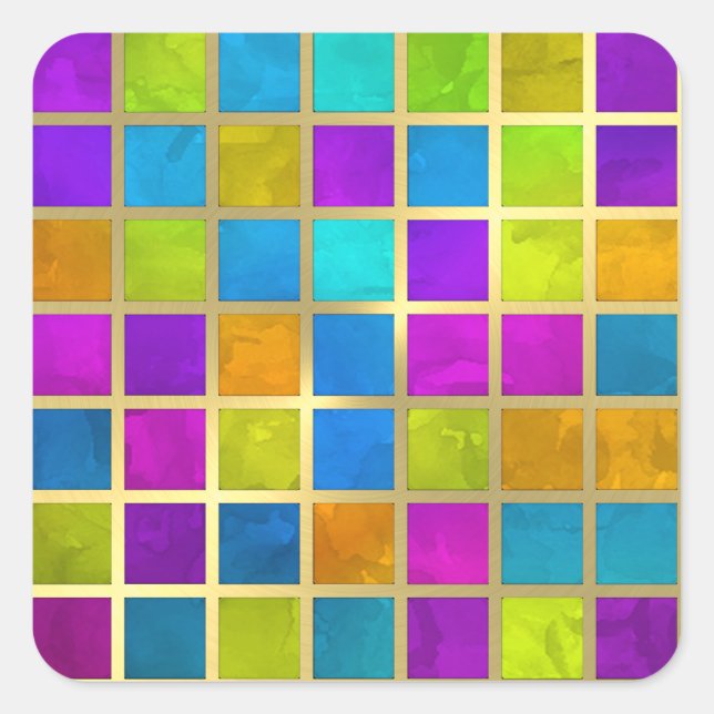 Mehrfarbig Jewel Mosaik Quadratischer Aufkleber (Vorderseite)