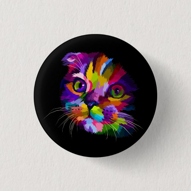 Mehrfarbig Kitten Pop Art Button (Vorderseite)