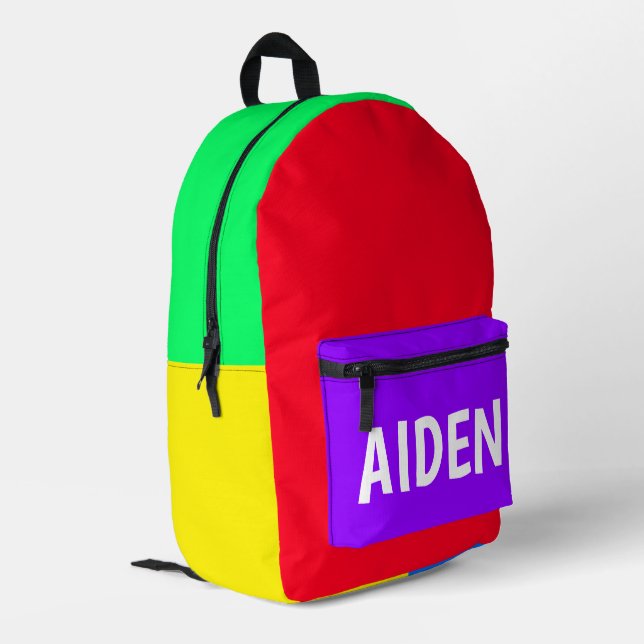 mehrfarbig Personalisiert Bedruckter Rucksack (Rückseitige Ecke links)