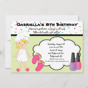 Mehrfarbig Polka Dot Girls Wellness-Center Einladu Einladung