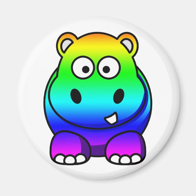 Mehrfarbig, Regenbogen Hippo Magnet (Vorne)