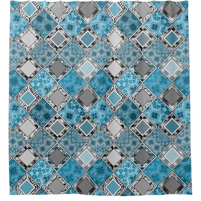 mehrfarbig , rustikal , Patchwork , Patchwork , Pa Duschvorhang (Vorderseite)