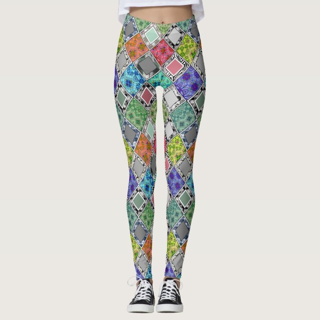 mehrfarbig , rustikal , Patchwork , Patchwork , Pa Leggings (Vorderseite)