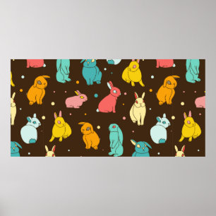 mehrfarbig, verschiedene Kaninchen, Hasen auf dunk Poster