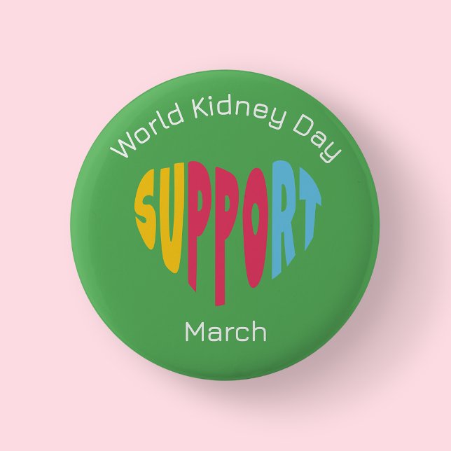 Mehrfarbig - Weltnierentag  Button (Kidney)