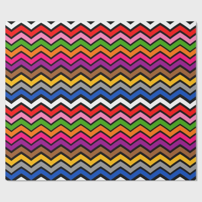 Mehrfarbig Zigzag Zickzack Black Design Geschenkpapier (Flach)