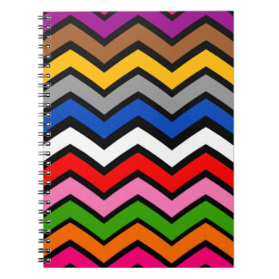 Mehrfarbig Zigzag Zickzack Black Design Notizblock