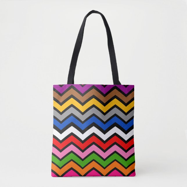 Mehrfarbig Zigzag Zickzack Black Design Tasche (Vorderseite)