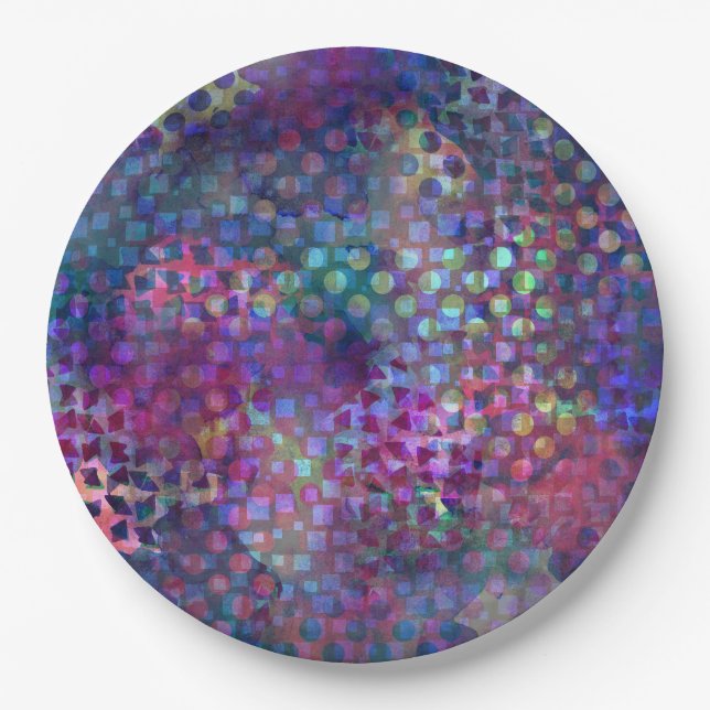 Mehrfarbige abstrakte Digital-Kunst Pappteller (Vorderseite)