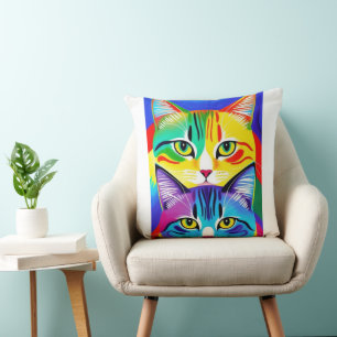 Mehrfarbige Abstrakte Katzen Kissen