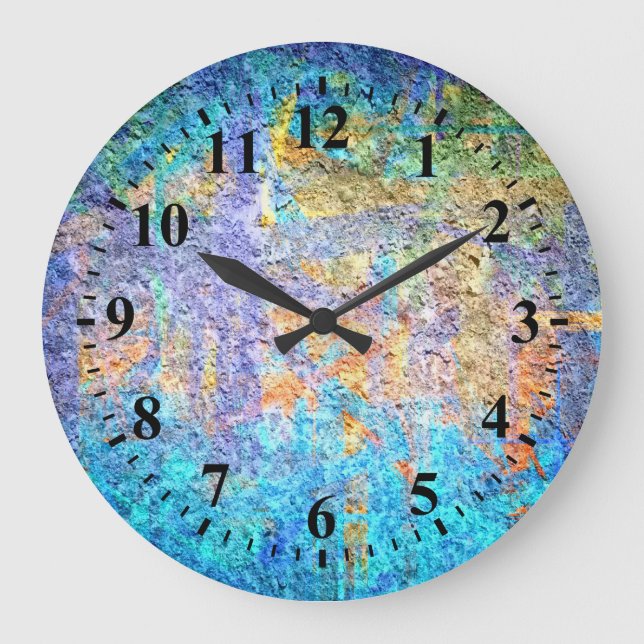 Mehrfarbige Abstrakte Kunstmalerei Große Wanduhr (Vorderseite)