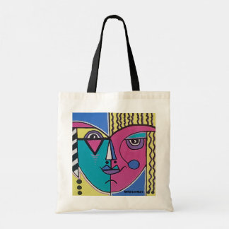 Mehrfarbige abstrakte Porträt-Tasche Tragetasche