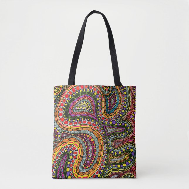 Mehrfarbige abstrakte wellige Musterdesign Tasche (Vorderseite)