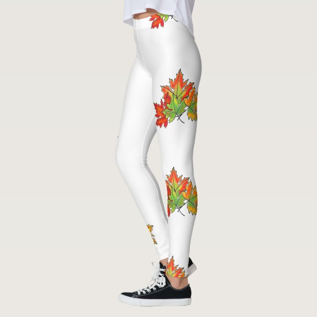 mehrfarbige Ahorn-Blätter Leggings (Links)