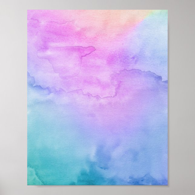 Mehrfarbige Aquarellfarbe Duo Abstrakte Malerei Poster (Vorne)