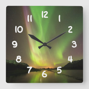 Mehrfarbige Aurora Quadratische Wanduhr