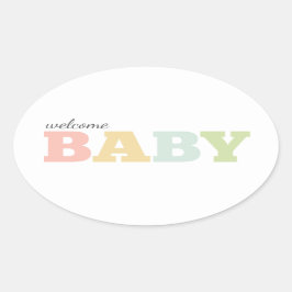 mehrfarbige Babyaufkleber, oval, geschlechtsneutra Ovaler Aufkleber