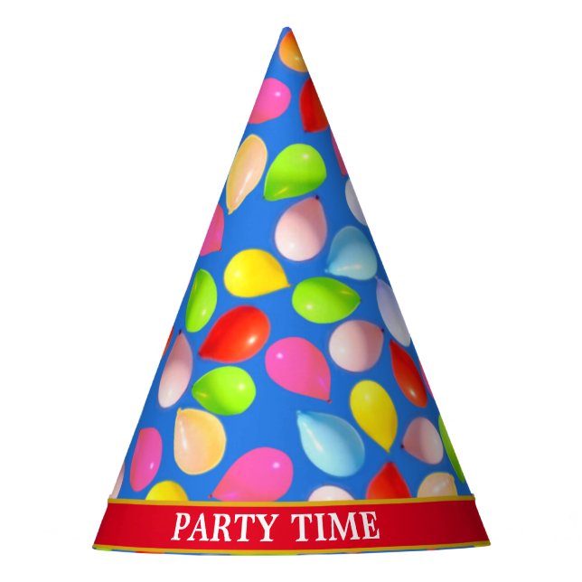 mehrfarbige Ballons am Himmel Partyhütchen (Vorderseite)