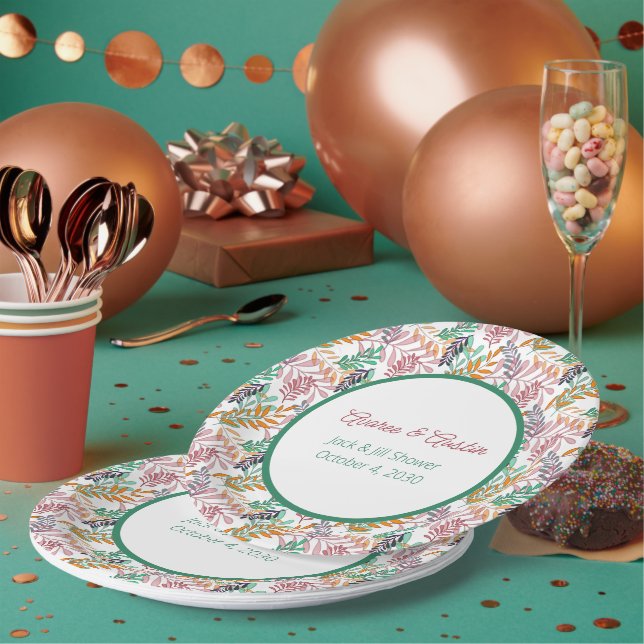 Mehrfarbige Blätter Jack und Jill Dusche Pappteller (Multi)