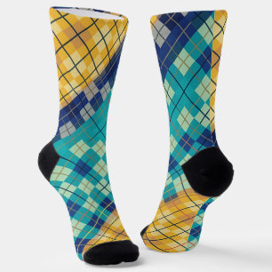 Mehrfarbige blau-gelbe Argyll-Kariertheit Socken