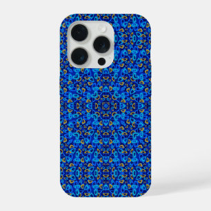Mehrfarbige blaue Ornament-Abstraktion iPhone 15 Pro Hülle