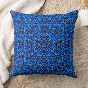 Mehrfarbige blaue Ornament-Abstraktion Kissen