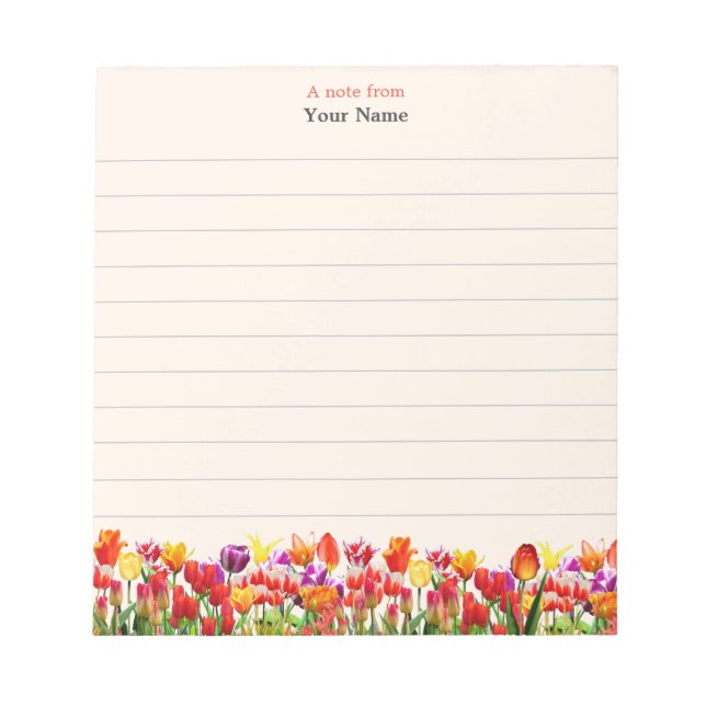 Mehrfarbige Blume auf hellbeige Linde Notizblock (Vorderseite)